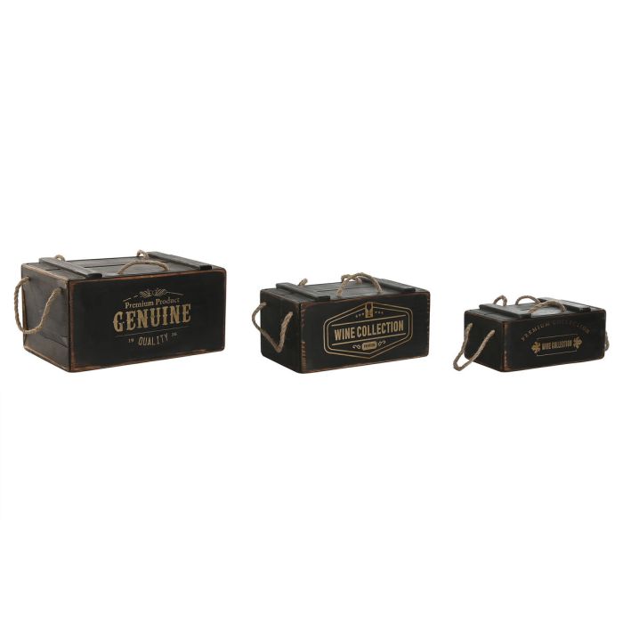 Caja Tradicional DKD Home Decor Negro 24 x 20 x 38 cm Set de 3