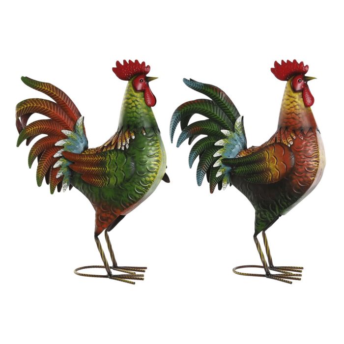 Figura Decorativa Home ESPRIT Multicolor Gallo 34,3 x 14 x 48,3 cm (2 Unidades)