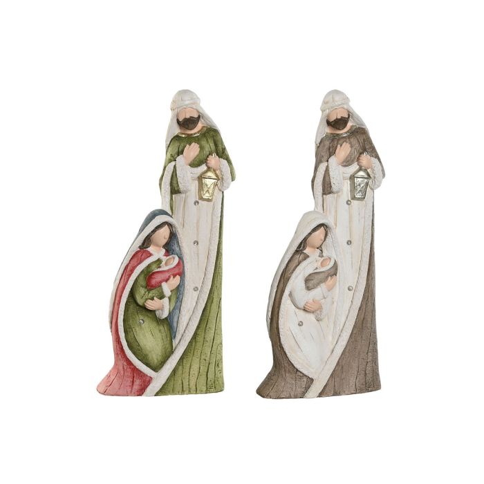 Belén de Navidad Home ESPRIT Blanco Verde Gris Magnesio 27,5 x 11 x 60 cm (2 Unidades) 1