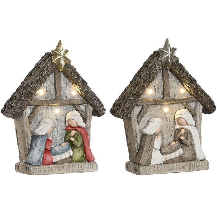 Nacimiento Navidad Tradicional DKD Home Decor Gris Verde 10.5 x 34.5 x 27.5 cm (2 Unidades)