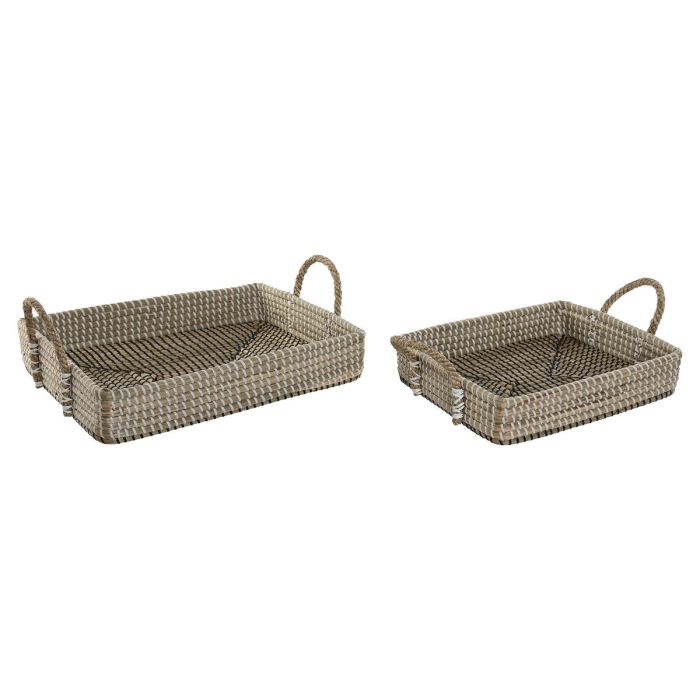 Bandeja Decoracion Urban DKD Home Decor Marron Claro Natural 32 x 16 x 41 cm Set de 2