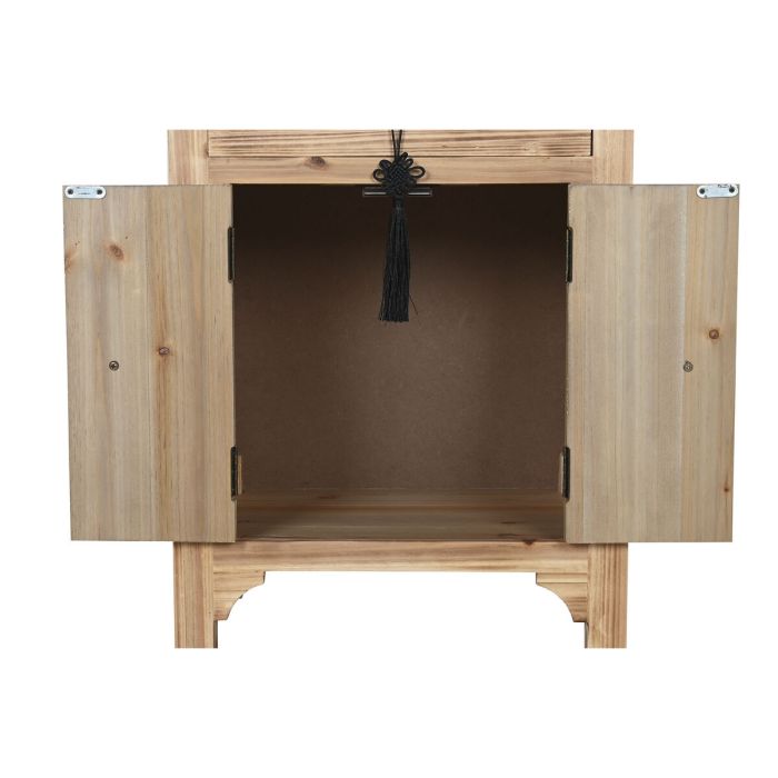 Mesita de Noche Home ESPRIT Negro Natural Madera de abeto Madera MDF 45 x 34 x 66 cm 8