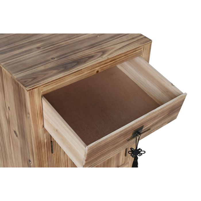 Mesita de Noche Home ESPRIT Negro Natural Madera de abeto Madera MDF 45 x 34 x 66 cm 7