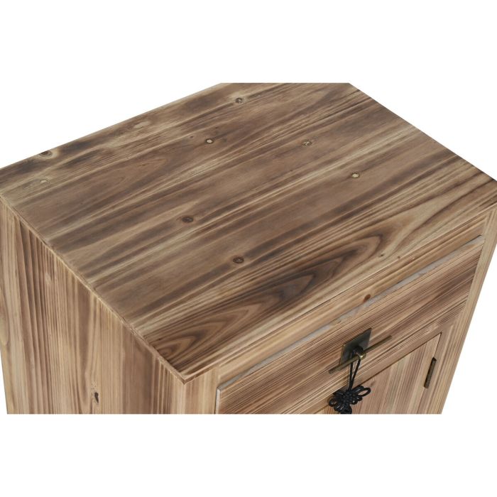 Mesita de Noche Home ESPRIT Negro Natural Madera de abeto Madera MDF 45 x 34 x 66 cm 6