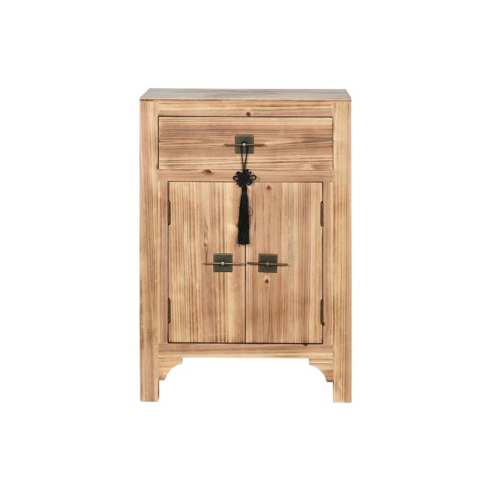 Mesita de Noche Home ESPRIT Negro Natural Madera de abeto Madera MDF 45 x 34 x 66 cm 1