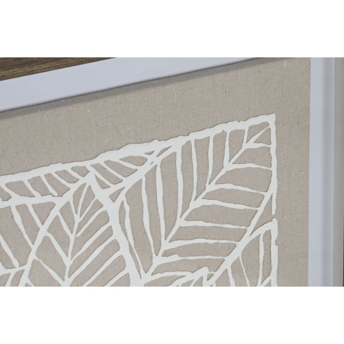 Lienzo Home ESPRIT Blanco Beige Hoja de planta Urbano 50 x 4 x 60 cm (2 Unidades) 2