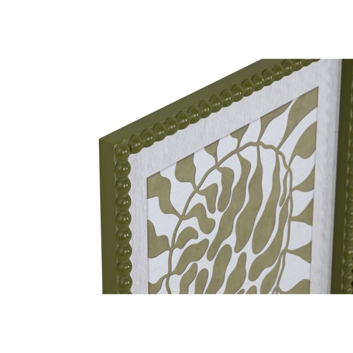 Cuadro Home ESPRIT Blanco Verde Tropical Hoja de planta 40 x 2,5 x 50 cm (4 Unidades) 3