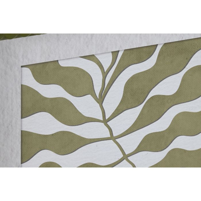 Cuadro Home ESPRIT Blanco Verde Tropical Hoja de planta 40 x 2,5 x 50 cm (4 Unidades) 2