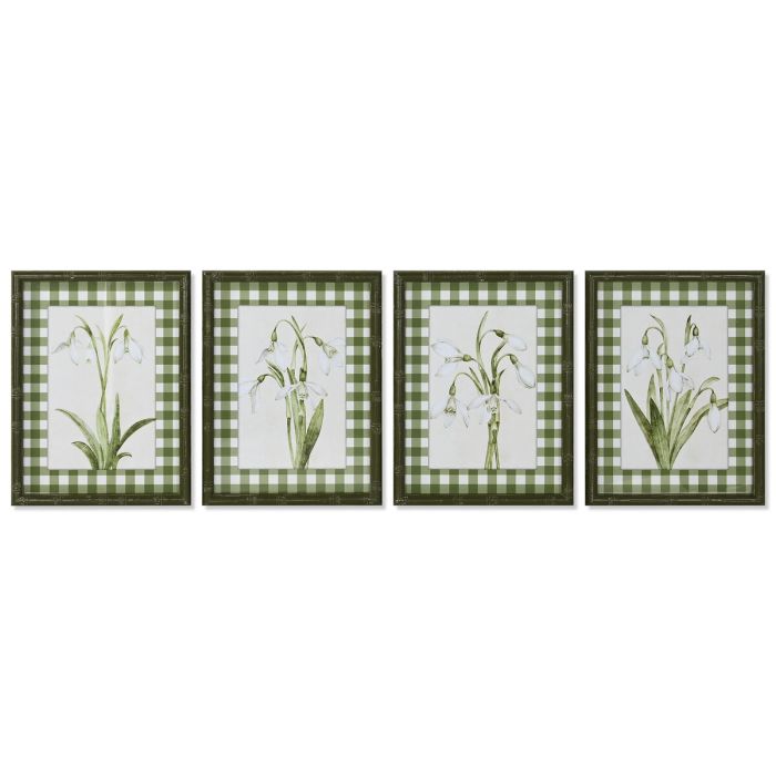 Cuadro Shabby DKD Home Decor Verde Beige 2.5 x 40 x 30 cm (4 Unidades)