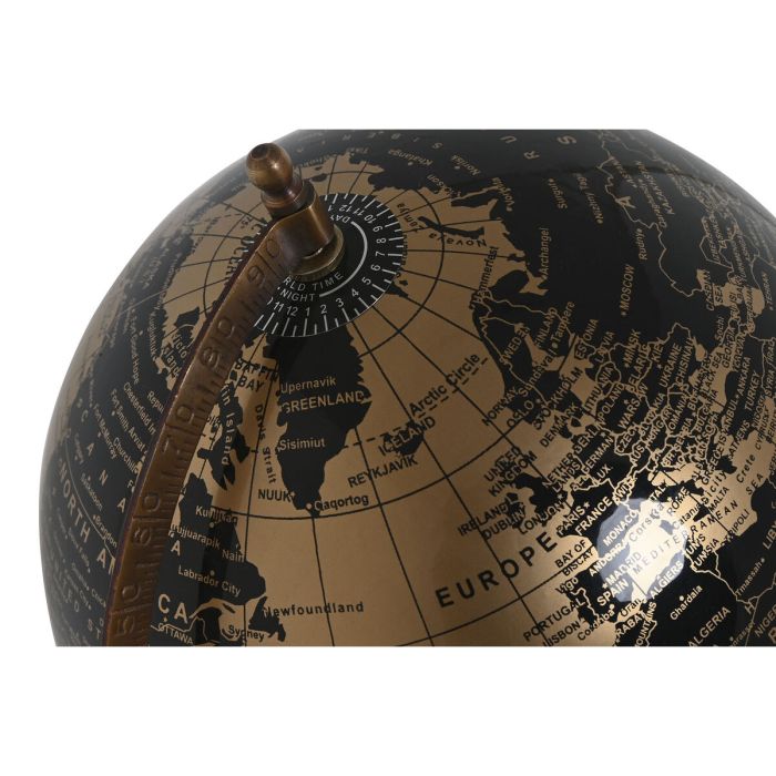 Globo Terraqueo Home ESPRIT Negro Dorado 20 x 20 x 32 cm 2