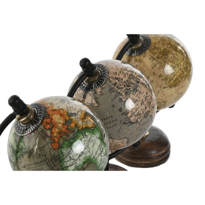 Globo Terraqueo Home ESPRIT Verde Beige Vintage 10 x 8 x 14 cm (3 Unidades) 2