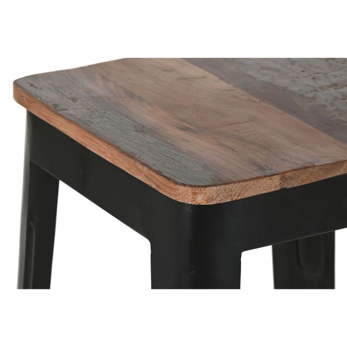 Taburete Home ESPRIT Marrón Negro Madera Metal 34 x 33 x 77 cm 2