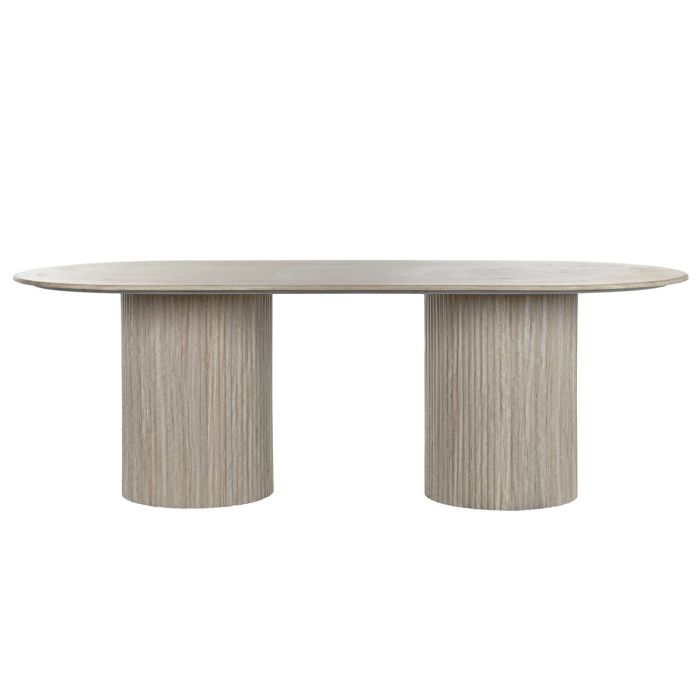 Mesa de Comedor Home ESPRIT Blanco Beige Granito Madera MDF 220 x 100 x 75 cm 1