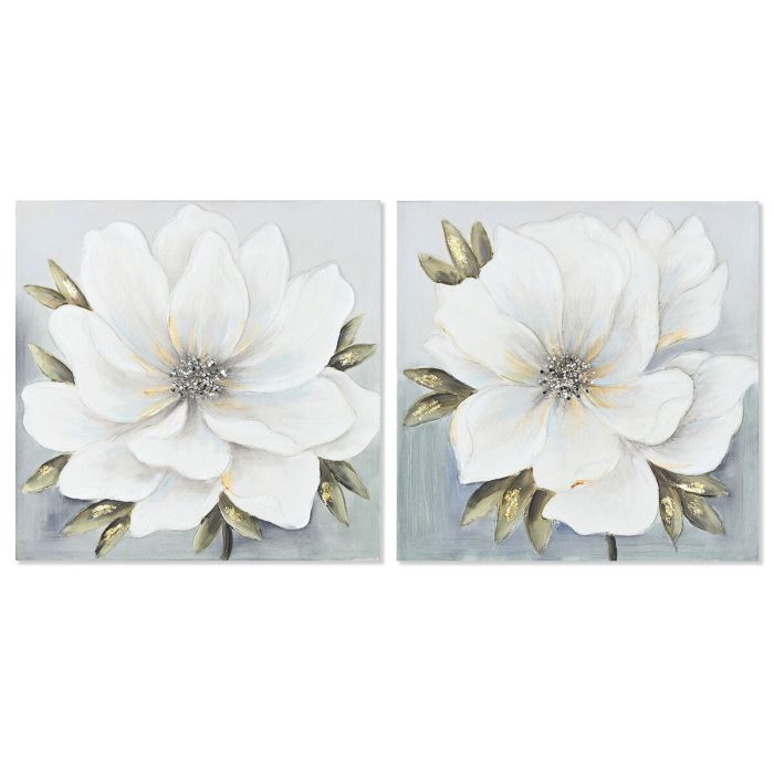 Cuadro Romantico DKD Home Decor Blanco Dorado 3 x 60 x 60 cm (2 Unidades)