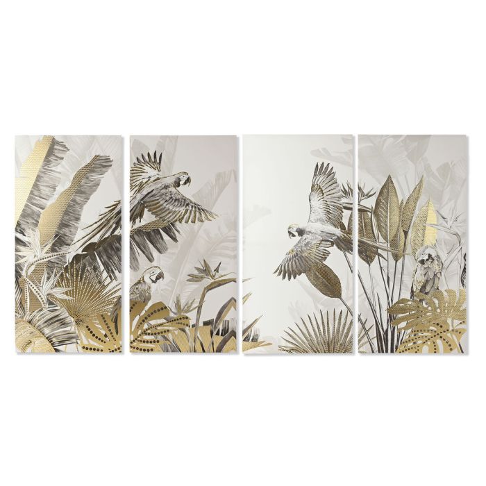 Juego de 4 cuadros Home ESPRIT Beige Dorado Tropical 280 x 3,2 x 140 cm