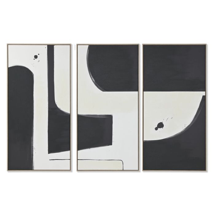 Juego de 3 cuadros Home ESPRIT Blanco Negro Moderno Urbano 180 x 4 x 120 cm (3 Piezas)