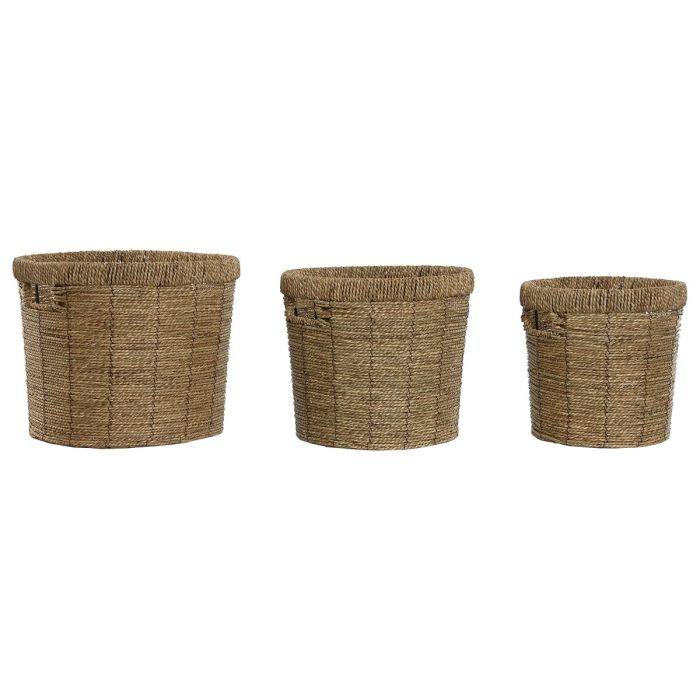 Macetero Tropical DKD Home Decor Marron 36 x 29 x 36 cm Set de 3