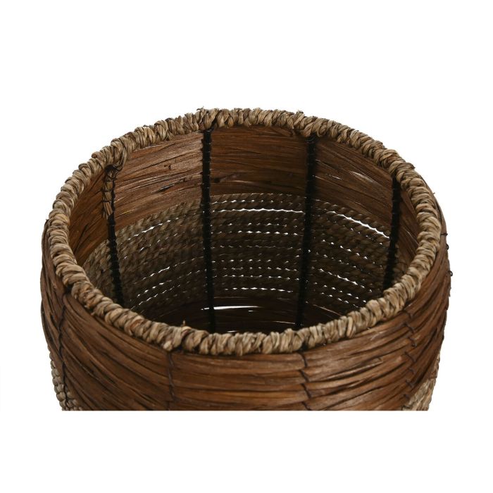 Set de Maceteros Home ESPRIT Natural Metal Fibra Tropical 33 x 33 x 30 cm 3