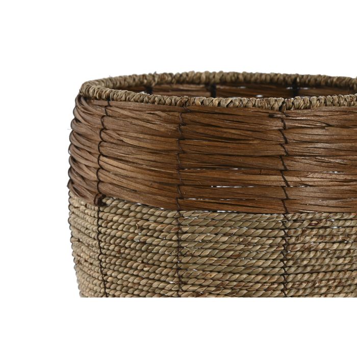 Set de Maceteros Home ESPRIT Natural Metal Fibra Tropical 33 x 33 x 30 cm 2