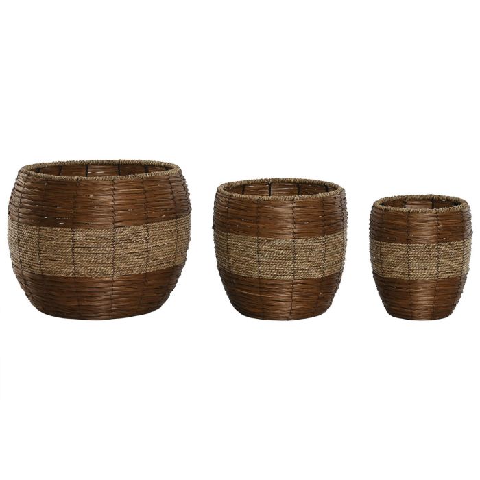 Macetero Tropical DKD Home Decor Natural 33 x 30 x 33 cm Set de 3