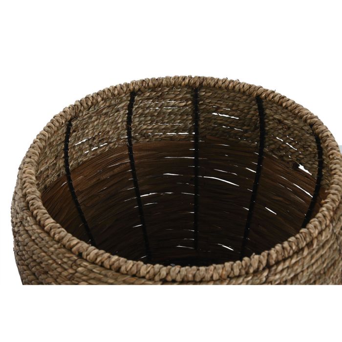 Set de Maceteros Home ESPRIT Natural Metal Fibra Tropical 32 x 32 x 23 cm 3