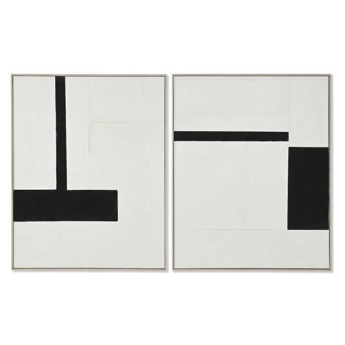 Cuadro Home ESPRIT Blanco Negro Abstracto Moderno 82 x 3,8 x 102 cm (2 Unidades)