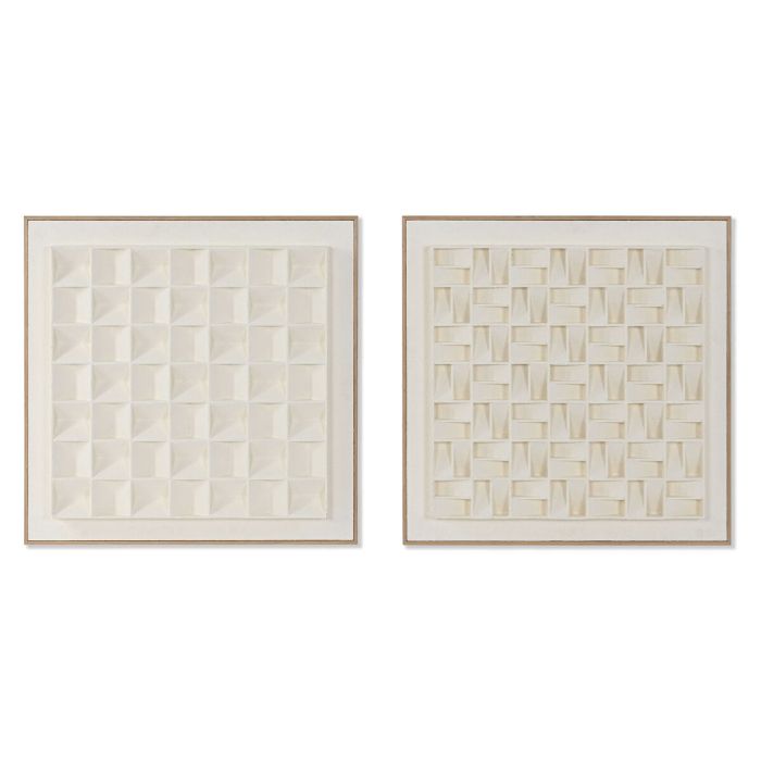 Cuadro Moderno DKD Home Decor Beige 7 x 60 x 60 cm (2 Unidades)