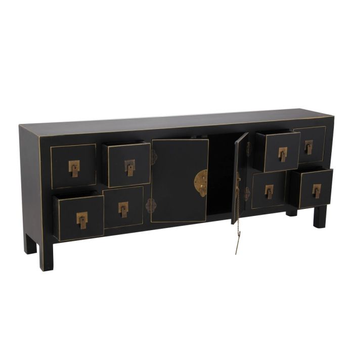 Mueble de TV ORIENTE 130 x 24 x 50,5 cm Negro Dorado Madera 3