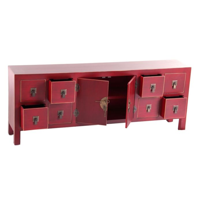 Mueble de TV ORIENTE 130 x 24 x 50,5 cm Rojo Madera 5