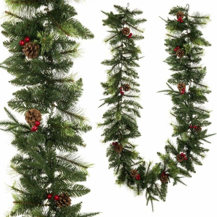 Guirnalda de Navidad PVC Polietileno Rojo Verde Natural Piñas 270 x 30 x 7 cm 1 Guirnalda de Navidad PVC Polietileno Rojo Verde Natural Piñas 270 x 30 x 7 cm 1