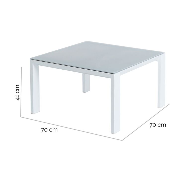 Mesa de Centro Thais Mesa Blanco Aluminio Cristal Templado 70 x 70 x 41 cm 1