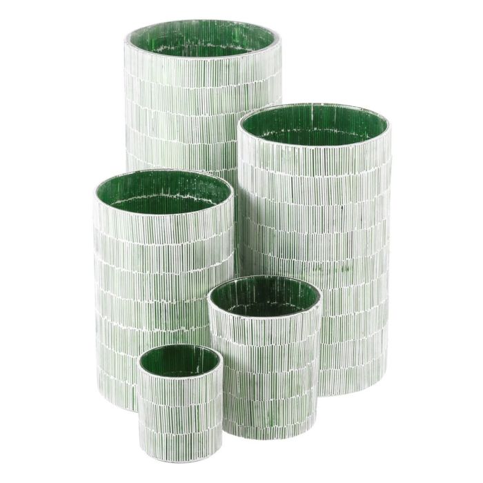 Portavelas Verde Cristal Cemento 13 x 13 x 20 cm 1