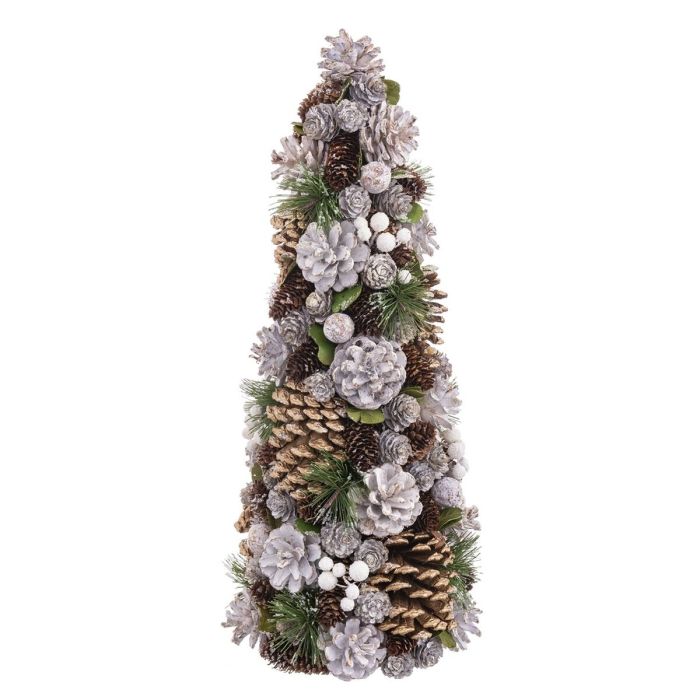 Árbol de Navidad Blanco Dorado Plástico Foam Piñas 19 x 19 x 48,5 cm 1