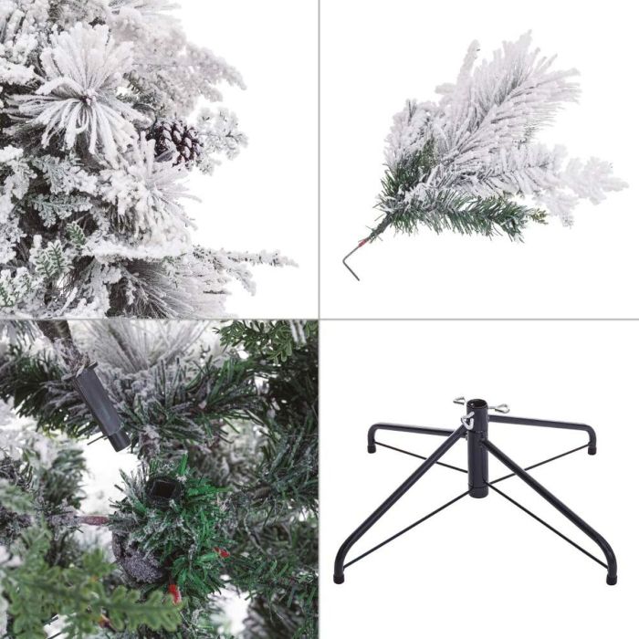 Árbol de Navidad Blanco Verde PVC Metal Polietileno 210 cm 2