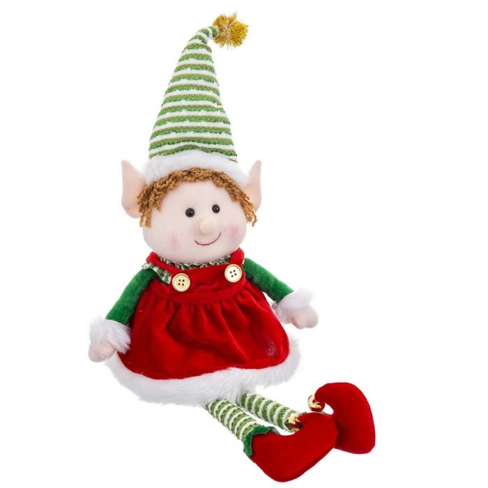 Adorno Navideño Multicolor Foam Tejido Niña Elfo 40 cm 1