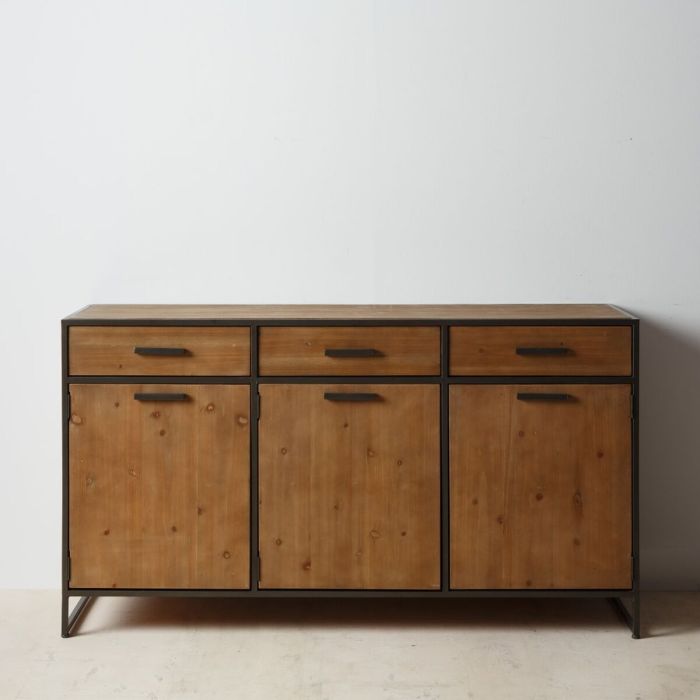 Aparador CÉSARE 150 x 48 x 83 cm Negro Metal Madera Marrón 7 Aparador CÉSARE 150 x 48 x 83 cm Negro Metal Madera Marrón 7