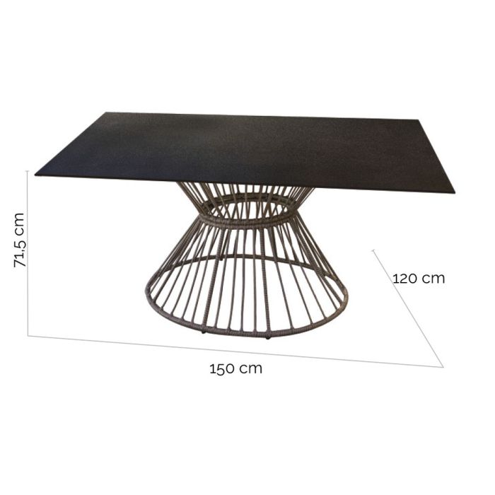 Mesa de Comedor Ariki 150 x 120 x 71,5 cm ratán sintético Acero 1