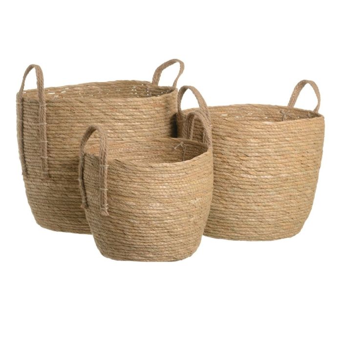 Juego de Cestos Natural Junco 38 x 38 x 33 cm (3 Piezas)