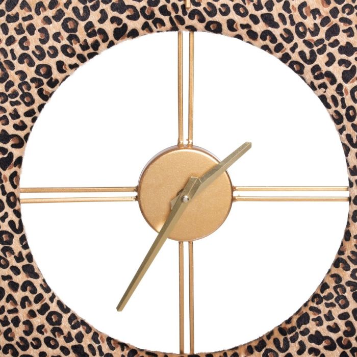 Reloj de Pared 48 x 3,5 x 48 cm Tejido Sintético Metal Leopardo 2