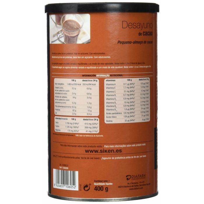 Suplemento digestivo Siken Diet Breakfast Cacao (400 g) 1 Suplemento digestivo Siken Diet Breakfast Cacao (400 g) 1