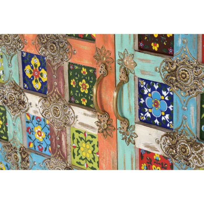 Aparador Alexandra House Living Blanco Multicolor Metal Madera de mango 90 x 90 x 40 cm 5