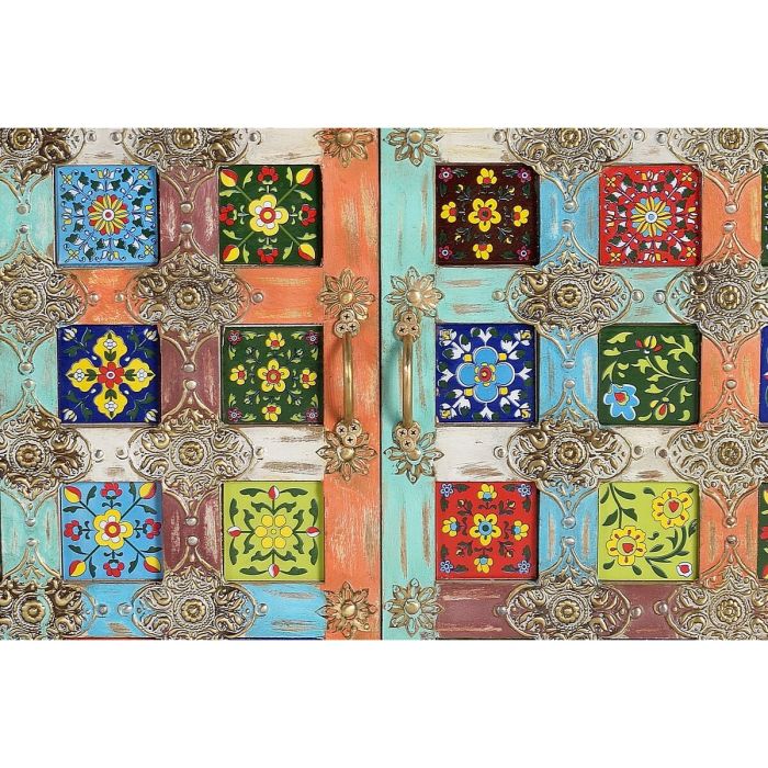 Aparador Alexandra House Living Blanco Multicolor Metal Madera de mango 90 x 90 x 40 cm 2