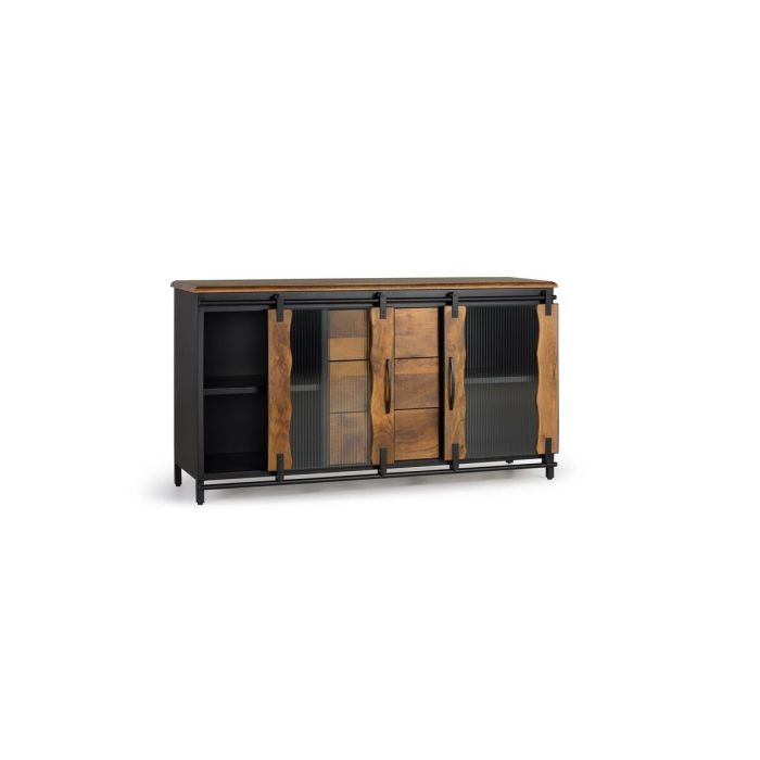 Aparador Alexandra House Living Negro Metal Madera de mango 150 x 80 x 40 cm 5