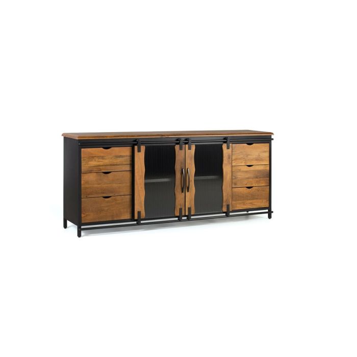 Aparador Alexandra House Living Negro Metal Madera de mango 190 x 80 x 40 cm 7