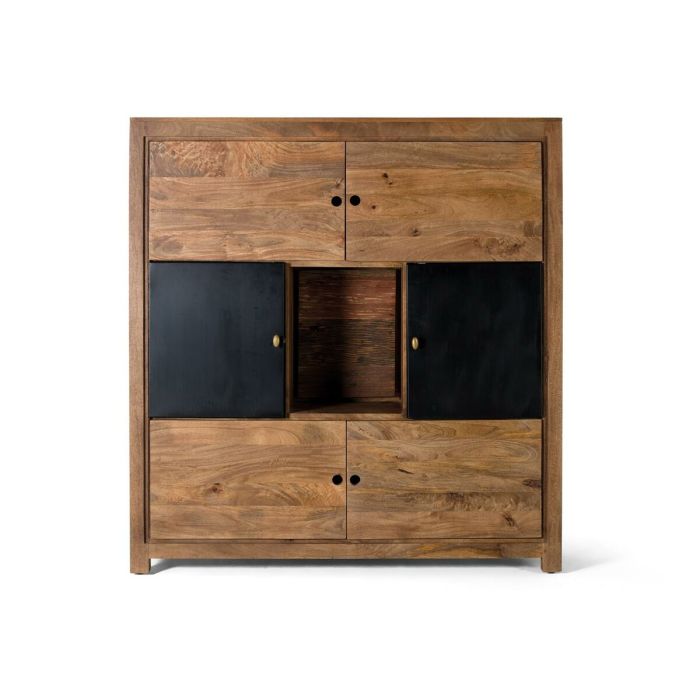Aparador Alexandra House Living Negro Natural Metal Madera de mango 145 x 153 x 40 cm 1