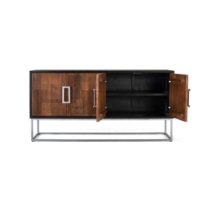 Aparador Alexandra House Living Marrón Negro Metal Madera de mango 170 x 84 x 43 cm 5