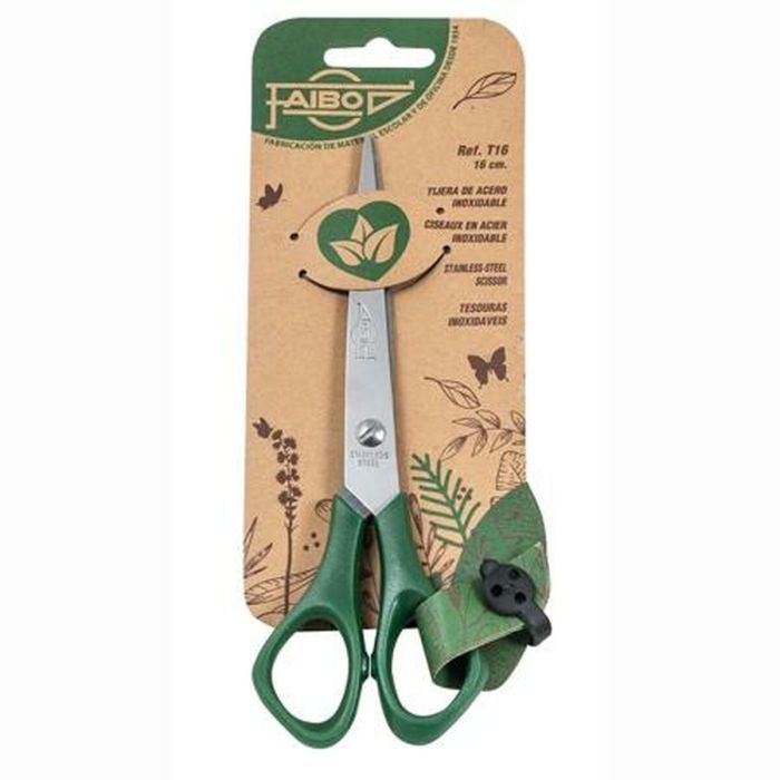 Tijeras Faibo Verde Acero Inoxidable 16 cm Plástico (10 Unidades) 1