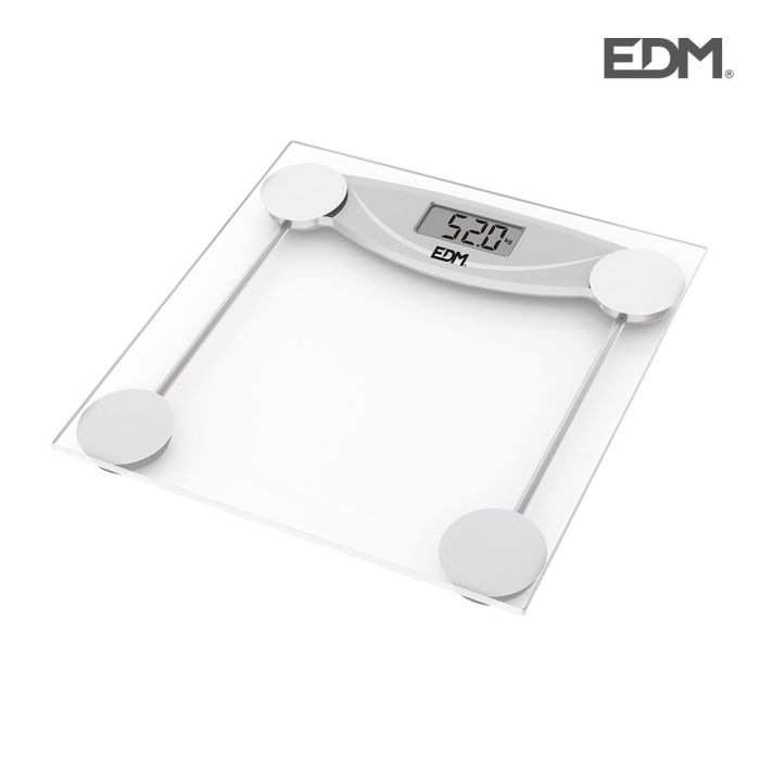 Báscula Digital de Baño EDM Cristal Negro 180 kg (26 x 26 x 2 cm) 1