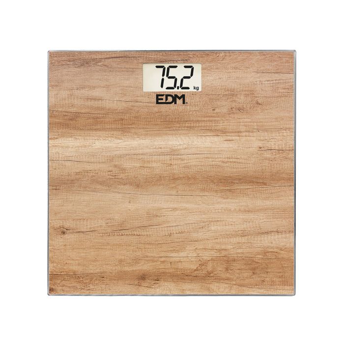 Báscula Digital de Baño EDM Cristal Madera 180 kg (26 x 26 x 2 cm) 1