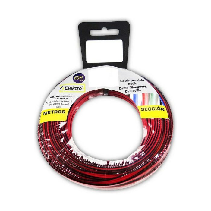 Carrete cable paralelo 2x1,5mm rojo/negro 15m (audio)